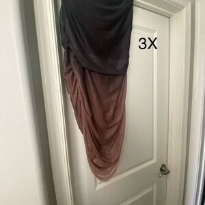 Fashion Nova Black and Brown Draped Dress